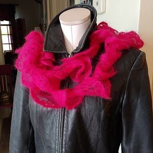 Frilly Pink Ruffle Scarf Casual Hot Pink Accessory